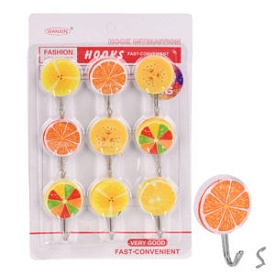 Гачки самоклеючі "Fruits" 9шт/наб 3.5*5см WHW11561-99 - 1 - smarttoys.com.ua