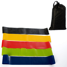 Еспандер MS 1967 стрічка, 5 шт. (кольорів) в наборі, латекс, сумка, 19-11-2 см. - 1 - smarttoys.com.ua