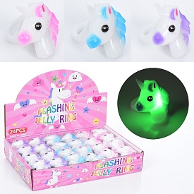 Каблучка LR-6 єдиноріг, 3 кольори, світло, бат. (табл.), 24 шт. в диспл., 27-18-5 см. - 1 - smarttoys.com.ua