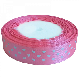 Стрічка атласна 2 см рожева в сердечки 23 м - 1 - smarttoys.com.ua