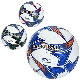 М'яч футбольний 2500-305 розмір 5,  ПУ1, ручна робота, 32 панелі, 410-430г, 3 кольори, у пакеті - 1 - smarttoys.com.ua
