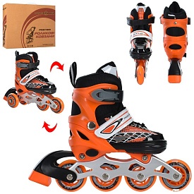 Ролики A 4148-XS-OR (27-30)розсув.,шнур.+бакля,ал.рама,колПУ,64мм,1світ.,комбо,помаранч.,кор.,34,5-2 - 1 - smarttoys.com.ua