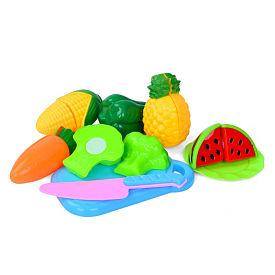Продукти FT003-2A на липучці, овочі/фрукти, досточка, ніж, тарілка, кул., 21-21-5 см. - 1 - smarttoys.com.ua