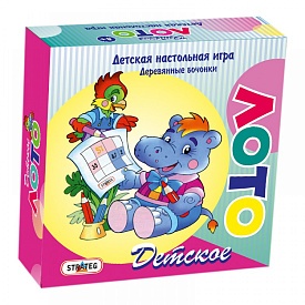 Лото з дерев'яними бочонками "Дитяче" (рос), в кор-ці 26см-26см-10см  - 1 - smarttoys.com.ua