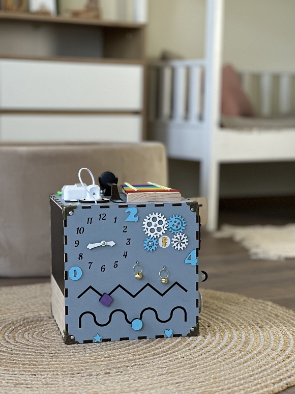 Бізікуб  30х30х30 см сірий - 2 - smarttoys.com.ua