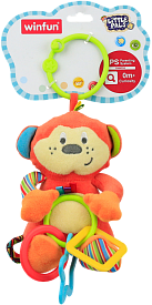 Підвіска на коляску 0119-NI WinFun мавпочка (брязкальце, шарудіння), плюш., лист - 1 - smarttoys.com.ua