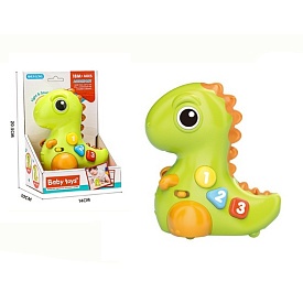 Музична іграшка 6802 динозавр,15см, муз.,звук,світло,колеса,2 реж. гуч.,на бат.,в кор.і,14-20,5-10см - 1 - smarttoys.com.ua