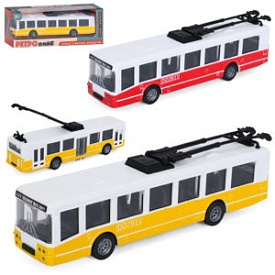 Тролейбус 6336 інерція, гумові колеса, 2 кольори, кор., 18-7-4,5 см. - 1 - smarttoys.com.ua