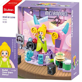 Конструктор SLUBAN M38-B1329B рожева серія, сцена, фігурка, 77 дет., кор., 12-12-6 см. - 1 - smarttoys.com.ua