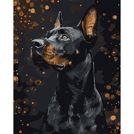 Картина за номерами Strateg Доберман на чорному фоні 40Х50 (AH1286) - 1 - smarttoys.com.ua