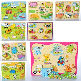 Дерев'яна іграшка Рамка-вкладиш MD 2102 8 видів, кул., 30-22-2 см. - 1 - smarttoys.com.ua