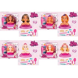 Лялька голова для зачісок YL6802-1-03-1-2 набір перукаря,гребінечь,заколки,аксес.,4види,кор.,22,5-22 - 1 - smarttoys.com.ua