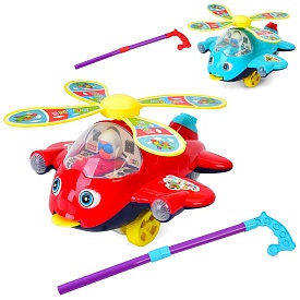 Каталка 351 (72шт) на палці, вертоліт, 23см, рухливі деталі, звук, 2 кольори, 34-36-12см - 1 - smarttoys.com.ua