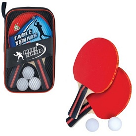 Тенісний набір YF538B пінг-понг, ракетка 2 шт. (дерево, гума+EVA), м'яч 3 шт., чохол, 28-17-4 см. - 1 - smarttoys.com.ua