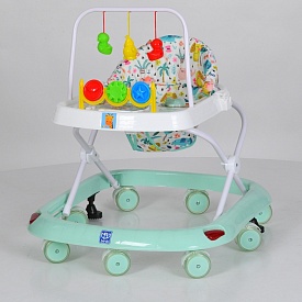 Ходунки M 0541C-10 дуга з підвісками, колеса 8 шт., 2 стопора, муз., світло, бат., м'ятний. - 1 - smarttoys.com.ua