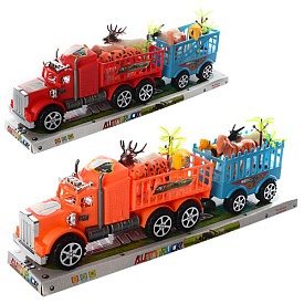 Трейлер 906-270 з причепом, інерц., тварини, 2 кольори, бліст., 45-14-7 см. - 1 - smarttoys.com.ua