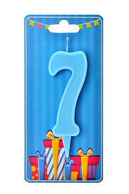 Свічка для торта  "Цифра 7" блакитна - 1 - smarttoys.com.ua