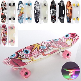 Скейт MS 0462 пенні, 65-17см., алюм.підвіска, колесаПУ, світло, ручка, антиковз., 6видів, розібр. - 1 - smarttoys.com.ua