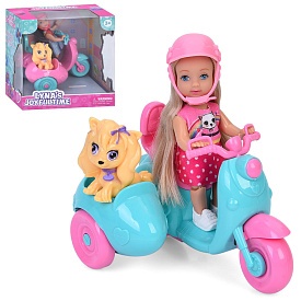 Лялька 3808 11см, шарнірні ноги, мотоцикл 14см, собака 5см, 2 види, в кор-ці, 16-17-10,5см - 1 - smarttoys.com.ua