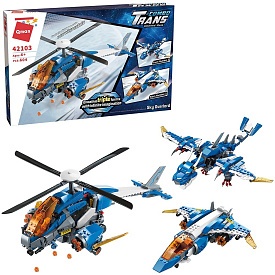 Конструктор Qman 42103 "Trans Collector"  Гелікоптер, літак, дракон  3в1, 604 дет. - 1 - smarttoys.com.ua