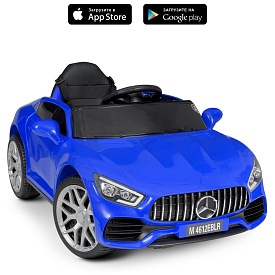 Машина M 4612EBLR-4 радіокер.2,4G,2мот.25W,1акум.12V7AH,MP3,USB,TF,EVA,муз.,світло,шкір.сид.,синій. - 1 - smarttoys.com.ua