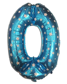 Фольгована цифра "0" блакитна, висота 65 см - 1 - smarttoys.com.ua