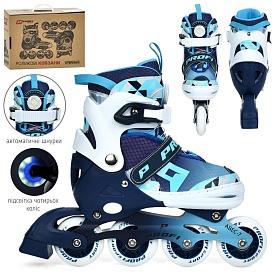 Ролики A4156-M-BL (35-38)розсув.,шнурів.+бакля,алюм.рама,ABEC-7,кол.ПУ70мм,устілка21см.,світло,синій - 1 - smarttoys.com.ua