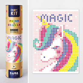 Картина по номерам з наліпками в тубусі "Єдиноріг", 33х48см, 1200 стікерів. - 1 - smarttoys.com.ua