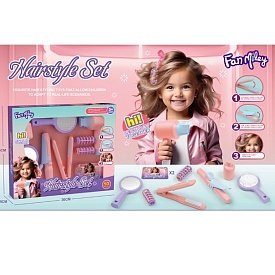 Набір аксесуарів F2360 набір перукаря, фен, плойка 2шт,гребін.,дзерк.,бігуді,10пр,в кор.,30-25-5,5см - 1 - smarttoys.com.ua