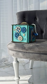 Бізікуб 15х15х15 см з дзеркалом бірюзовий - 3 - smarttoys.com.ua