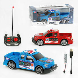Машина на радіокеруванні 555-1 ABCD (96) 2 кольори, "Поліція", масштаб 1:16, акум. 3,7 V, пульт 27 MHz, підсвічування, у коробці - 1 - smarttoys.com.ua