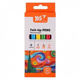 Фломастери YES 6 кольорів у карт. кор. "Orange Line" - 1 - smarttoys.com.ua