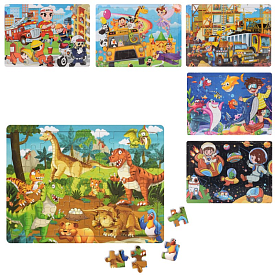 Дерев'яна іграшка Пазли MD 1856 6 видів (2види-60дет., 4види-40дет.), кул., 30-22,5-5см. - 1 - smarttoys.com.ua