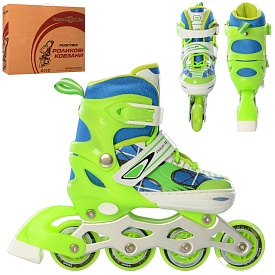 Ролики A 4141-S-GR(31-34) розсув.,шнур.+бакля,ал.рама,кол.ПУ64мм,1 світло,зелений,кор.,35-28-10,5см - 1 - smarttoys.com.ua