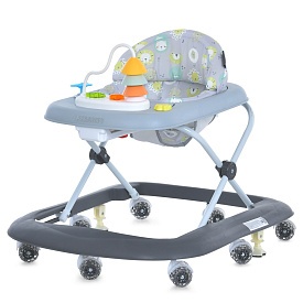 Ходунки ME 1217 PYRAMID Gray музика, колеса 8шт, стопор, на бат-ці, сірий - 1 - smarttoys.com.ua