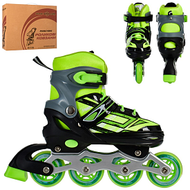 Ролики A 4144-M-GR (35-38) розсув,шнур+бакля,ал.рама,колПУ70мм-1світло,ст21см,зелен.,кор.37-27-11см. - 1 - smarttoys.com.ua