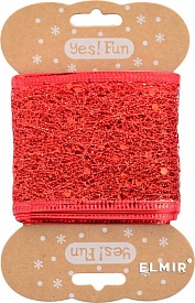 Стрічка декоративна 5 см*2 м, червона з паєтками - 1 - smarttoys.com.ua