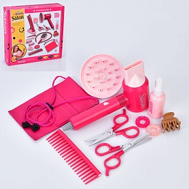 Набір аксесуарів 181-10 набір перукаря,фен-повітря,ножиці,резинки для волосся,гребінець,сумка,бат.,к - 1 - smarttoys.com.ua