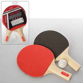 Ракетка MS 0216 2 шт., EVA+гума, ручка дерево, 1 кулька, бліст., 18,5-29-4 см. - 1 - smarttoys.com.ua