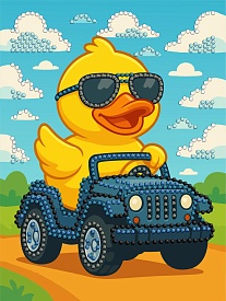 Набір з алмазною мозаїкою (вибірковою) "Качка на машині" 15x20см - 1 - smarttoys.com.ua