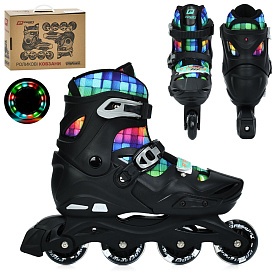 Ролики A4158-L-B (39-42) розсувні, бакля,пласт.рама,колеса 70мм,світло,зібрані,чорний,кор. - 1 - smarttoys.com.ua