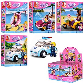 Конструктор SLUBAN M38-B0600 "Рожева мрія": транспорт, фігурки, 67 дет., 8 шт. в диспл. (4 види) - 1 - smarttoys.com.ua