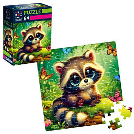 Пазли De.tail. Єнот з метеликами. 64 деталі DT1234-12 (укр) - 1 - smarttoys.com.ua