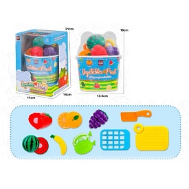 Продукти 6885 на липучці, фрукти, ягоди, ніж, дошка, відро, кор,, 14-21-14см - 1 - smarttoys.com.ua