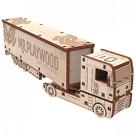 Тягач с причепом механічна дерев'яна 3D-модель - 1 - smarttoys.com.ua