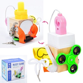 Бiзiкуб MD 0843 6в1, шнурівка,спінер,замок+ключ,вилка+розетка,застібка,болт,дзерк.,кор.,15-13,5-11см - 1 - smarttoys.com.ua