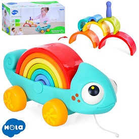 Каталка HA795700 хамелеон, пірамідка-конструктор, на шнурку, кор., 29-13,5-13,5 см. - 1 - smarttoys.com.ua