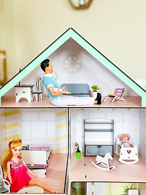 Ляльковий дім 75х60х60 см біло-бірюзовий - 2 - smarttoys.com.ua