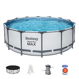 Басейн BW 5612X круглий, фільтр-насос, сходи, чохол, 427-122 см. - 1 - smarttoys.com.ua