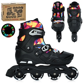 Ролики A4157-L-B (39-42) розсувні, бакля,пласт.рама,колеса 70мм,світло,зібрані,чорний-рожевий,кор. - 1 - smarttoys.com.ua